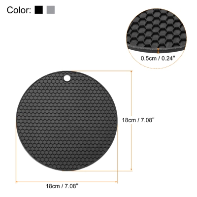 Unique Bargains Heat Resistant Non-slip Flexible Silicone Trivet Mat Light Gray, Black 2 Pcs 3 Unique Bargains Heat Resistant Non-slip Flexible Silicone Trivet Mat Light Gray, Black 2 Pcs