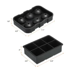 Unique Bargains Silicone DIY Drink Ball Square Maker Ice Cube Trays With Funnel 7.1" 6.5" 2 Pcs