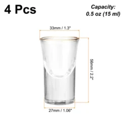 Unique Bargains Polystyrene Shot Glasses Drinkware With Golden Edge 4 Pcs
