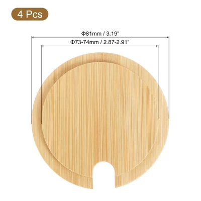 Unique Bargains Smooth Bamboo Coffee Mug Wooden Cup Lid With Spoon Hole 4 Pcs 3 Unique Bargains Smooth Bamboo Coffee Mug Wooden Cup Lid With Spoon Hole 4 Pcs