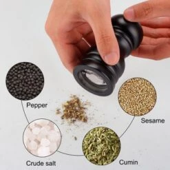 Unique Bargains Adjustable Coarseness Wooden Salt And Grinder Spice Mills