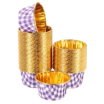 Unique Bargains Round-Grid Greaseproof Single-sided Aluminum Foil Cupcake Liners 100 Pcs 6 Unique Bargains Round-Grid Greaseproof Single-sided Aluminum Foil Cupcake Liners 100 Pcs - Image 4