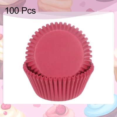 Unique Bargains Greaseproof Disposable Standard Size Cake Cookie Baking Cups 100 Pcs Red 4 Unique Bargains Greaseproof Disposable Standard Size Cake Cookie Baking Cups 100 Pcs Red - Image 2