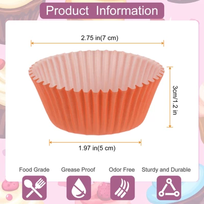 Unique Bargains Greaseproof Disposable Standard Size Cake Cookie Baking Cups 100 Pcs Orange 3 Unique Bargains Greaseproof Disposable Standard Size Cake Cookie Baking Cups 100 Pcs Orange