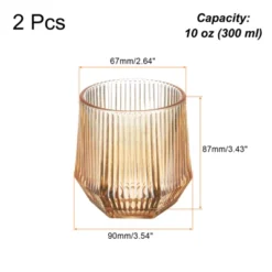 Unique Bargains Stemless Whiskey Glasses With Vertical Stripe 2 Pcs