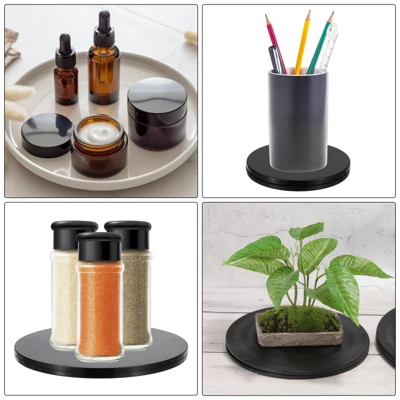 Unique Bargains High-strength Plastic 360-degree Rotating Anti-slip Multi-use Black Swivel Stand 4 Pcs 5 Unique Bargains High-strength Plastic 360-degree Rotating Anti-slip Multi-use Black Swivel Stand 4 Pcs - Image 3