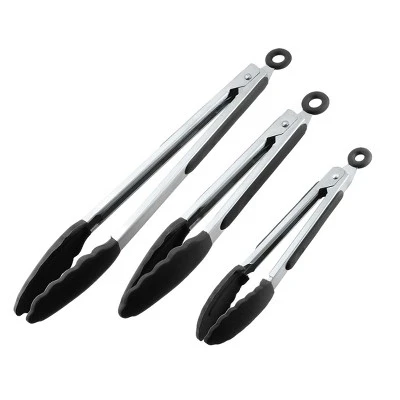 Unique Bargains Stainless Steel Silicone Tip Locking Mechanism Kitchen Tongs 1 Set 4 Unique Bargains Stainless Steel Silicone Tip Locking Mechanism Kitchen Tongs 1 Set - Image 2