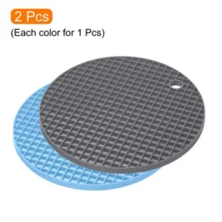 Unique Bargains Silicone Heat Resistant Non-Slip Flexible Trivet Mats Light Blue, Deep Gray 2 Pcs -Kitchen Tools Shop GUEST 16bc76b4 926f 46c3 b12e ad326b3550b6