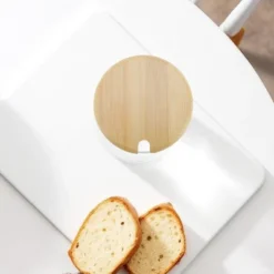 Unique Bargains Flexible With Spoon Hole Cup Cover Wood Tone 1Pc -Kitchen Tools Shop GUEST 1989e511 a585 4a02 98ef e9ec3e86e3db