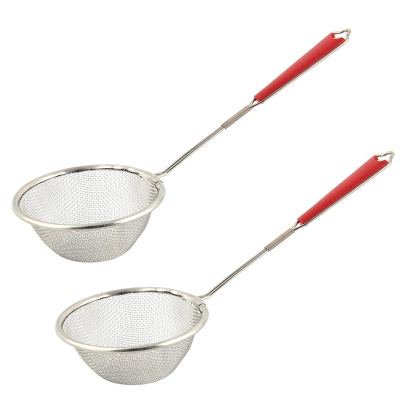 Unique Bargains Home Stainless Steel Tea Oil Spice Flour Mesh Strainer Red 2 Pcs 5 Unique Bargains Home Stainless Steel Tea Oil Spice Flour Mesh Strainer Red 2 Pcs - Image 3