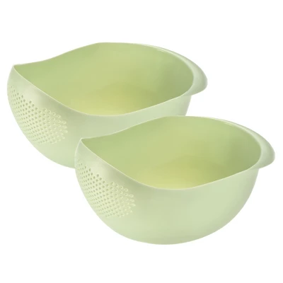 Unique Bargains Rice Washing Filter Strainer Fruit Vegetable Bowl Drainer Home Kitchen Green 2 Pcs 5 Unique Bargains Rice Washing Filter Strainer Fruit Vegetable Bowl Drainer Home Kitchen Green 2 Pcs - Image 3