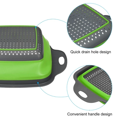 Unique Bargains Collapsible Colander Set Square Foldable Food Strainer With Handle Space Saving Design 4 Unique Bargains Collapsible Colander Set Square Foldable Food Strainer With Handle Space Saving Design - Image 2