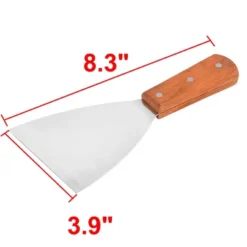 Unique Bargains Kitchen Wooden Handle Stainless Steel Pastry Scraper Chocolate Cake Spatula 1 Pc