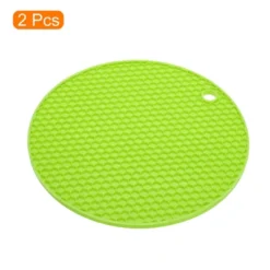 Unique Bargains Silicone Heat Resistant Non-slip Flexible Trivet Mat 7.08" X 7.08" X 0.24" Green 2 Pcs -Kitchen Tools Shop GUEST 1eca4894 9372 461a b212 182c3e923359