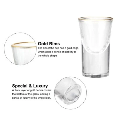 Unique Bargains Polystyrene Shot Glasses Drinkware With Golden Edge 1 Pc 4 Unique Bargains Polystyrene Shot Glasses Drinkware With Golden Edge 1 Pc - Image 2