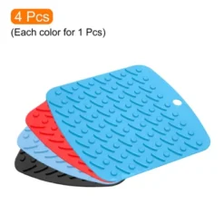 Unique Bargains Flexible Durable Non-Slip Silicone Trivet Mat Black/Red/Blue/Light Blue 4 Pcs -Kitchen Tools Shop GUEST 20c7a91a a79e 41e1 92dc 044d83915e67