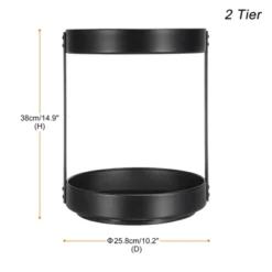 Unique Bargains Rotating Metal Condiment Turntable Lazy Susan Spice Rack Black
