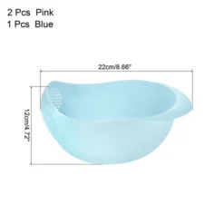 Unique Bargains Kitchen Plastic Strainer Basket Rice Colander With Handle 3 Pcs