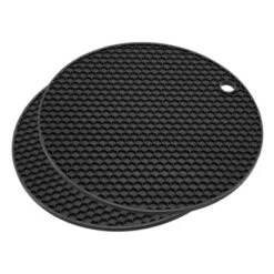 Unique Bargains Silicone Heat Resistant Non-Slip Flexible Trivet Mats 7.08" X 7.08" X 0.24" Black 2 Pcs -Kitchen Tools Shop GUEST 2541a903 4490 4e3b 9a33 e0189ab98a67