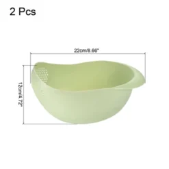 Unique Bargains Rice Washing Filter Strainer Fruit Vegetable Bowl Drainer Home Kitchen Green 2 Pcs