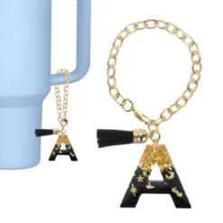 Unique Bargains Resin Lightweight Decorative Tassel Keychain Handle Charm Black With Gold Foil 1 Pc -Kitchen Tools Shop GUEST 27567743 3163 4644 9778 5270f024650f