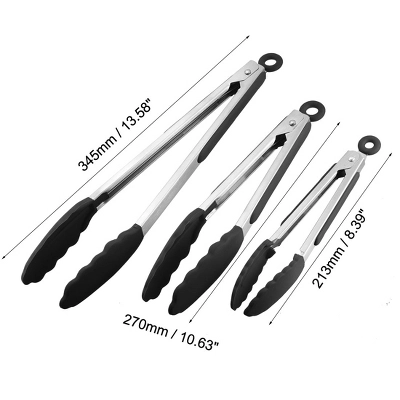 Unique Bargains Stainless Steel Silicone Tip Locking Mechanism Kitchen Tongs 1 Set 3 Unique Bargains Stainless Steel Silicone Tip Locking Mechanism Kitchen Tongs 1 Set
