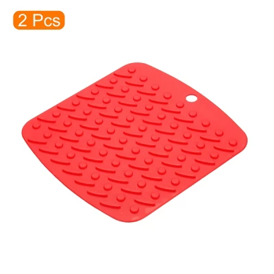 Unique Bargains Silicone Heat Resistant Non-slip Flexible Trivet Mats 6.9 X 6.9 Inch Red 2 Pcs 4 Unique Bargains Silicone Heat Resistant Non-slip Flexible Trivet Mats 6.9 X 6.9 Inch Red 2 Pcs - Image 2