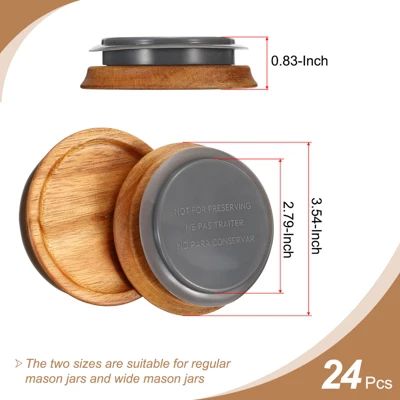 Unique Bargains Wooden Wide Mouth Mason Jar Lids With Airtight Silicone Seal 24 Pcs 3 Unique Bargains Wooden Wide Mouth Mason Jar Lids With Airtight Silicone Seal 24 Pcs