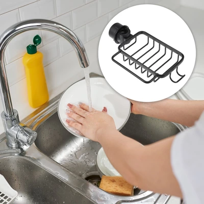 Unique Bargains Bathroom Kitchen Sponge Storage Aluminum Sink Caddy 10.24"x5.71"x2.56" 1 Pc 7 Unique Bargains Bathroom Kitchen Sponge Storage Aluminum Sink Caddy 10.24"x5.71"x2.56" 1 Pc - Image 5