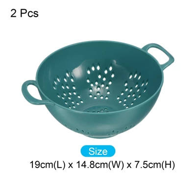 Unique Bargains Food Rice Washing Plastic Vegetable Basket Colander With Handle 2 Pcs 3 Unique Bargains Food Rice Washing Plastic Vegetable Basket Colander With Handle 2 Pcs