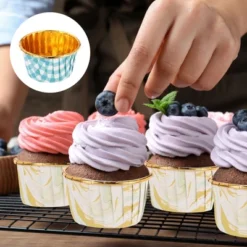 Unique Bargains Round-Grid Greaseproof Single-sided Aluminum Foil Cupcake Liners 50 Pcs -Kitchen Tools Shop GUEST 2e15ad78 a3f0 43d5 8719 dcbf134e0985