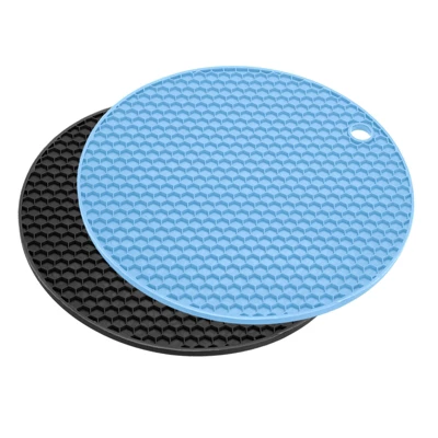 Unique Bargains Silicone Heat Resistant Trivet Mats Light Blue, Black 2 Pcs 5 Unique Bargains Silicone Heat Resistant Trivet Mats Light Blue, Black 2 Pcs - Image 3
