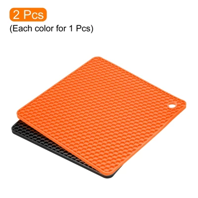Unique Bargains Silicone Heat Resistant Non-Slip Drying Mat Trivet Mats Black, Orange 2 Pcs 4 Unique Bargains Silicone Heat Resistant Non-Slip Drying Mat Trivet Mats Black, Orange 2 Pcs - Image 2