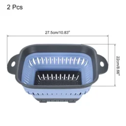 Unique Bargains Silicone Foldable Ergonomic Handles Dishwasher Safe Colander 2 Pcs