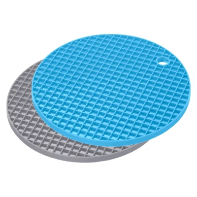 Unique Bargains Silicone Heat Resistant Non-slip Flexible Trivet Mats Light Gray, Blue 2 Pcs 5 Unique Bargains Silicone Heat Resistant Non-slip Flexible Trivet Mats Light Gray, Blue 2 Pcs - Image 3