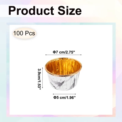Unique Bargains Round-Pattern Greaseproof Single-sided Aluminum Foil Cupcake Liners 100 Pcs 3 Unique Bargains Round-Pattern Greaseproof Single-sided Aluminum Foil Cupcake Liners 100 Pcs
