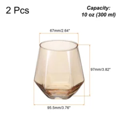Unique Bargains Textures Walls Rims Diamond Whiskey Glasses 2 Pcs