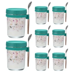 Unique Bargains Leak-Proof Measurement Marks Portable Glass Overnight Oats Container 8 Pcs -Kitchen Tools Shop GUEST 38c781bb ba59 43ef b58f cd05ea81907f