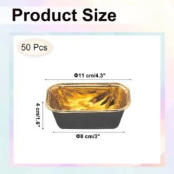 Unique Bargains Greaseproof Single-sided Aluminum Foil Cupcake Liners For Party 50 Pcs