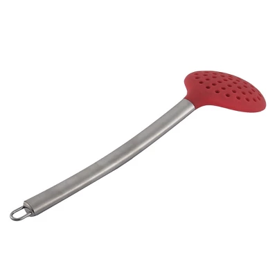 Unique Bargains Silicone Covering Head Stainless Steel Handle Slotted Spoon Ladle Silver Tone Red 1 Pc 4 Unique Bargains Silicone Covering Head Stainless Steel Handle Slotted Spoon Ladle Silver Tone Red 1 Pc - Image 2