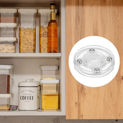 Unique Bargains 360 Degree Rotating High-strength Plastic Anti-slip Multi-use Clear Swivel Stand Turntable 4 Pcs 4 Unique Bargains 360 Degree Rotating High-strength Plastic Anti-slip Multi-use Clear Swivel Stand Turntable 4 Pcs - Image 2