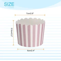 Unique Bargains Disposable Cakes Muffins Liners Stripe Paper Baking Cups 6oz 50 Pcs