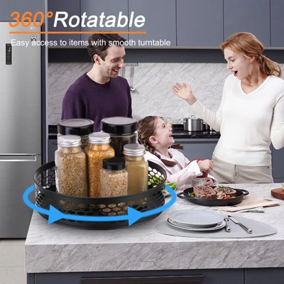 Unique Bargains Carbon Steel Adjustable Rotating Rack Pantry Lazy Susan Organizer 1 Pc 4 Unique Bargains Carbon Steel Adjustable Rotating Rack Pantry Lazy Susan Organizer 1 Pc - Image 2