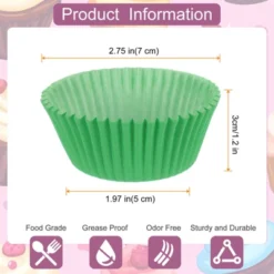 Unique Bargains Greaseproof Disposable Standard Size Cake Cookie Baking Cups 100 Pcs Green