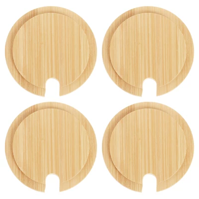 Unique Bargains Smooth Bamboo Coffee Mug Wooden Cup Lid With Spoon Hole 4 Pcs 7 Unique Bargains Smooth Bamboo Coffee Mug Wooden Cup Lid With Spoon Hole 4 Pcs - Image 5