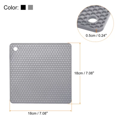 Unique Bargains Heat Resistant Non-Slip Silicone Kitchen Trivet Mats Light Gray, Black 2 Pcs 3 Unique Bargains Heat Resistant Non-Slip Silicone Kitchen Trivet Mats Light Gray, Black 2 Pcs