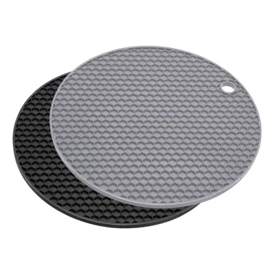 Unique Bargains Heat Resistant Non-slip Flexible Silicone Trivet Mat Light Gray, Black 2 Pcs 5 Unique Bargains Heat Resistant Non-slip Flexible Silicone Trivet Mat Light Gray, Black 2 Pcs - Image 3