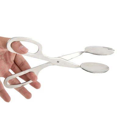 Unique Bargains Metal Kitchen Stylish Convenient Food Tongs Silver Tone 1 Pc 5 Unique Bargains Metal Kitchen Stylish Convenient Food Tongs Silver Tone 1 Pc - Image 3