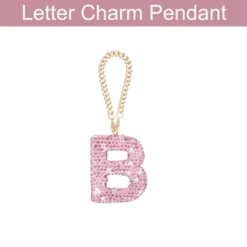 Unique Bargains Bag Cup Bling Car Hanging Letter Ornaments Pink