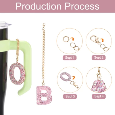 Unique Bargains Bag Cup Bling Car Hanging Letter Ornaments Pink 4 Unique Bargains Bag Cup Bling Car Hanging Letter Ornaments Pink - Image 2